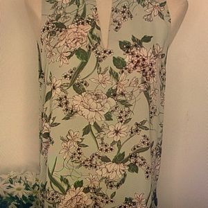 Light Green Floral Sleeveless Blouse